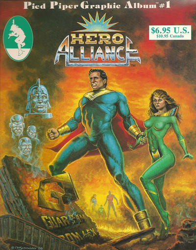 A painted cover showing the ruins of a building in the foreground with a hero and heroine looking constipated behind it while some disembodied heads float in the background